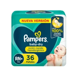 PAMPERS PAÑAL BABY-DRY HIPOALERGENICO RN+ X 36