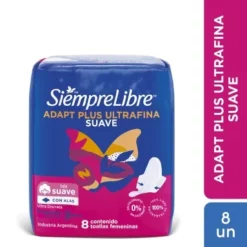 SIEMPRE LIBRE TOALLITAS ADAPT PLUS ULTRAFINA SUAVE CON ALAS X 8 U